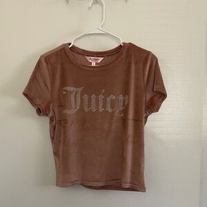 Juicy Couture Brown Velvet Crop Top with Rhinestone Logo
